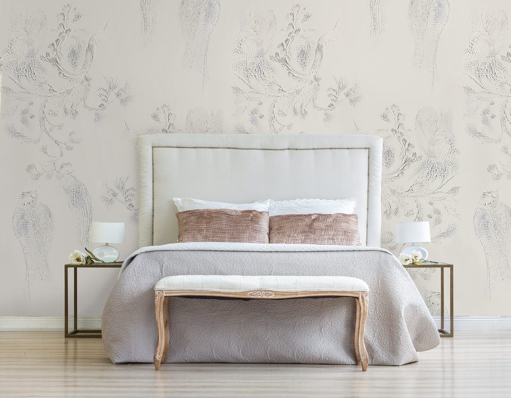 Area Environments' wallpaper covering "Wisteria" by Paper Poetry